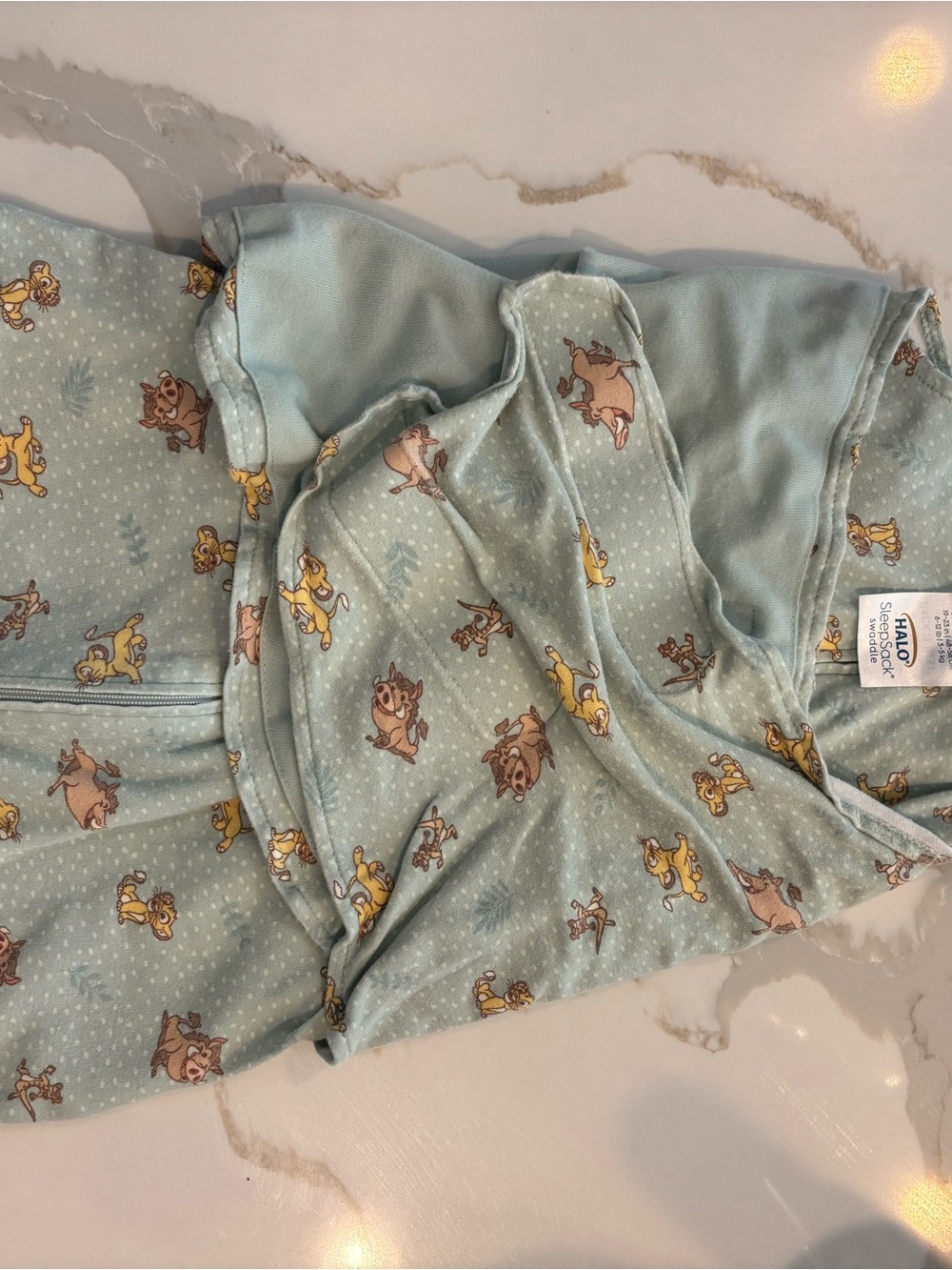 Halo Light Blue Sleep Sack with Yellow and Brown Animal Print
